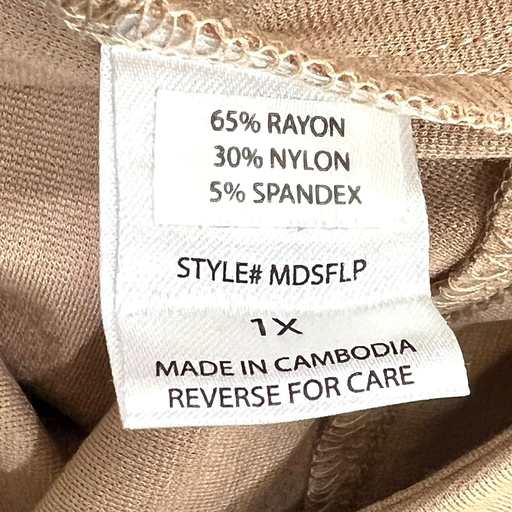 Dear Scarlett NWT Magic Flare‎ Pants Women's 1X Tan Beige Tummy Control Pull On - Picture 5 of 16